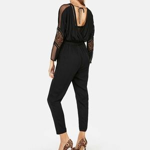NEW EXPRESS  BLACK EDITION PIECED LACE TIE WAIST